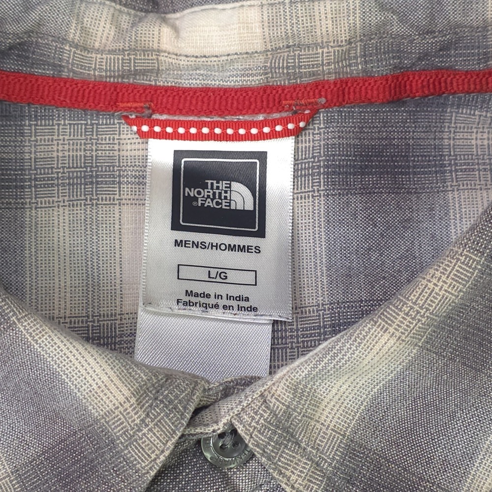 The North Face Shirt Large Gray Plaid Long Sleeve Button Up Pockets Cotton - Picture 3 of 8